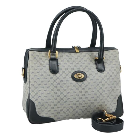 GUCCI Micro GG Supreme Hand Bag Pvc Navy Gold 002 58 002 58 - Picture 1 of 16